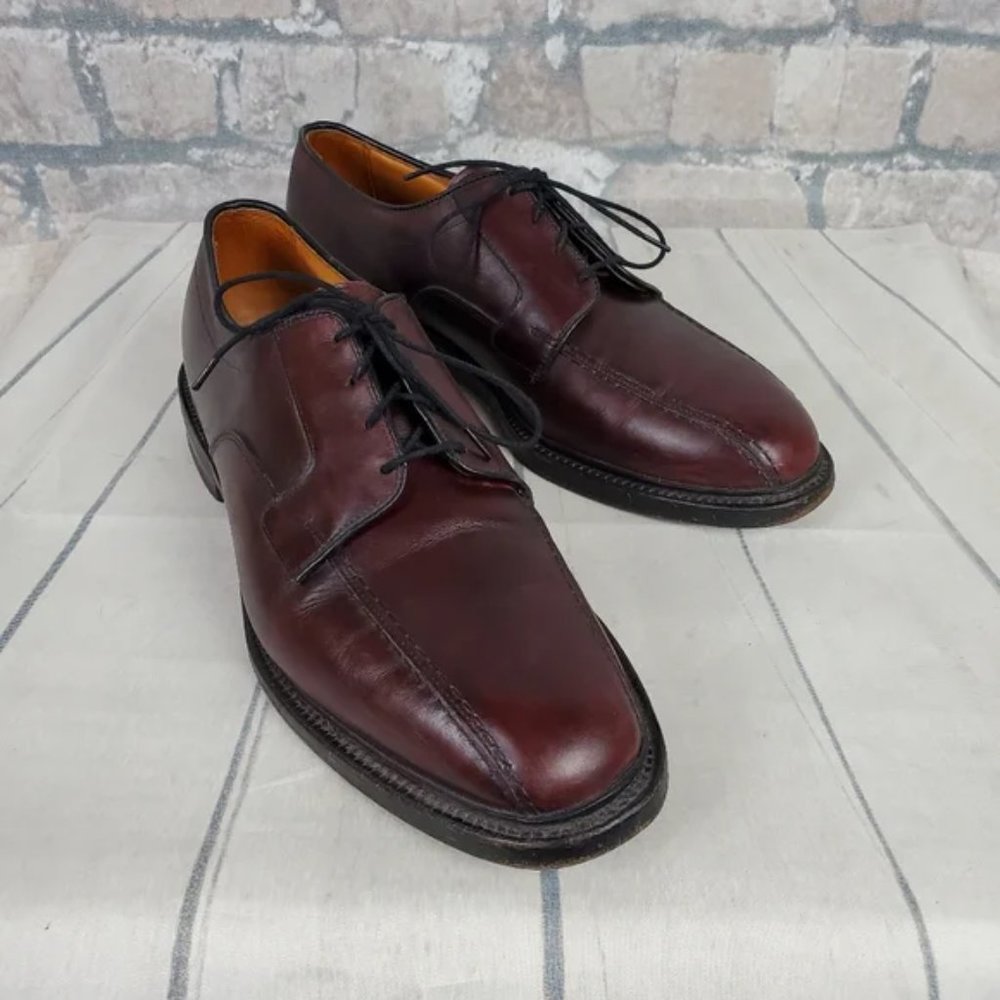Allen Edmonds Hillcrest Burgundy Leather Lace Up Bicycle Toe Blucher Size 10D - Picture 7 of 16